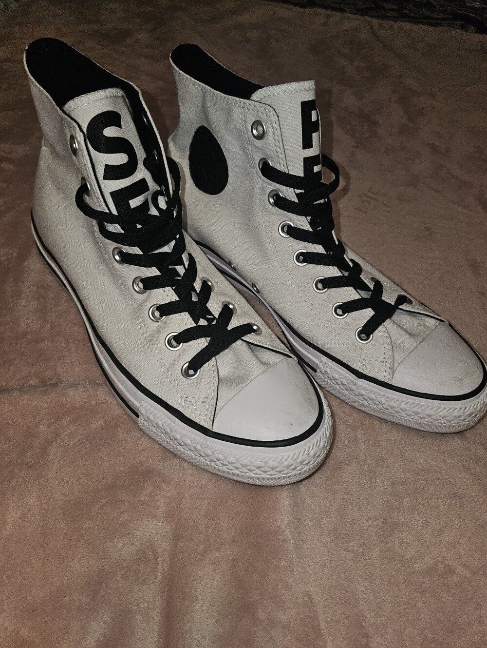 Converse Chuck Taylor Seek Peace Black and White Hightop Sneakers Men's Sz 9